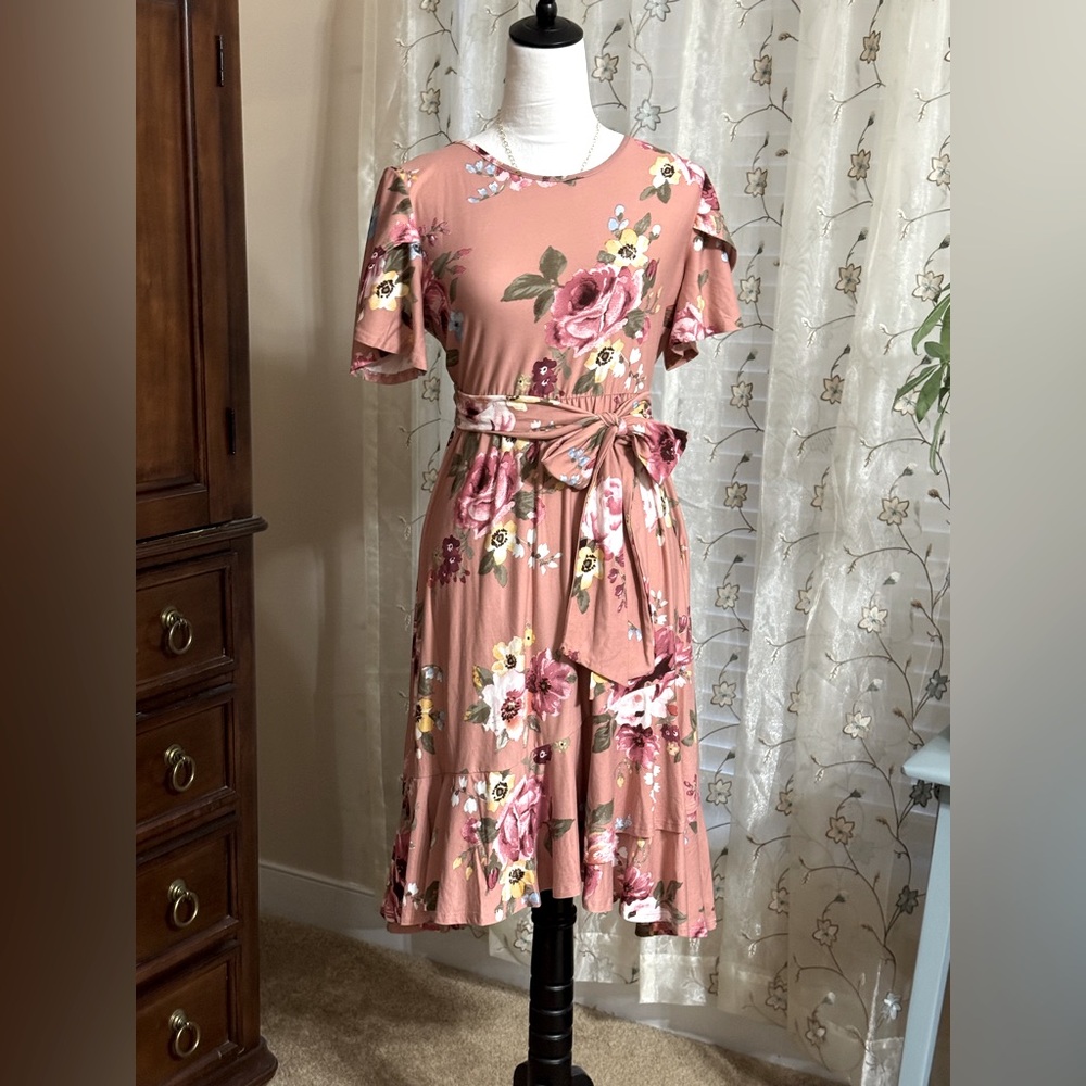 Floral Pink Midi Dress